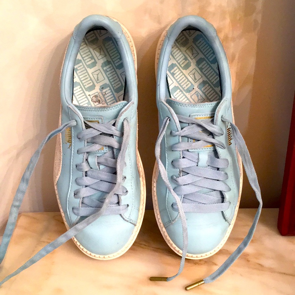Puma Basket platform blue lace up Sneakers sz.8.5 - Picture 3 of 14